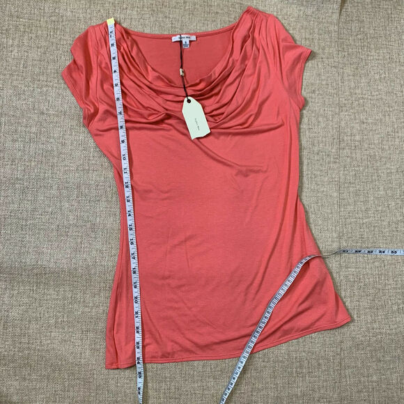 Sophie max Women’s Deep Coral Orange Cowl Neck Ruched Sides, Size s blouse top - Picture 10 of 11